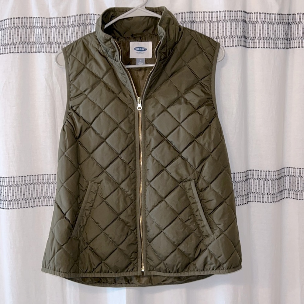 Olive Green Quilted Vest